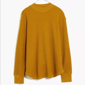 XXS Madewell Mockneck Waffle Sweatshirt Tee in Antique Gold